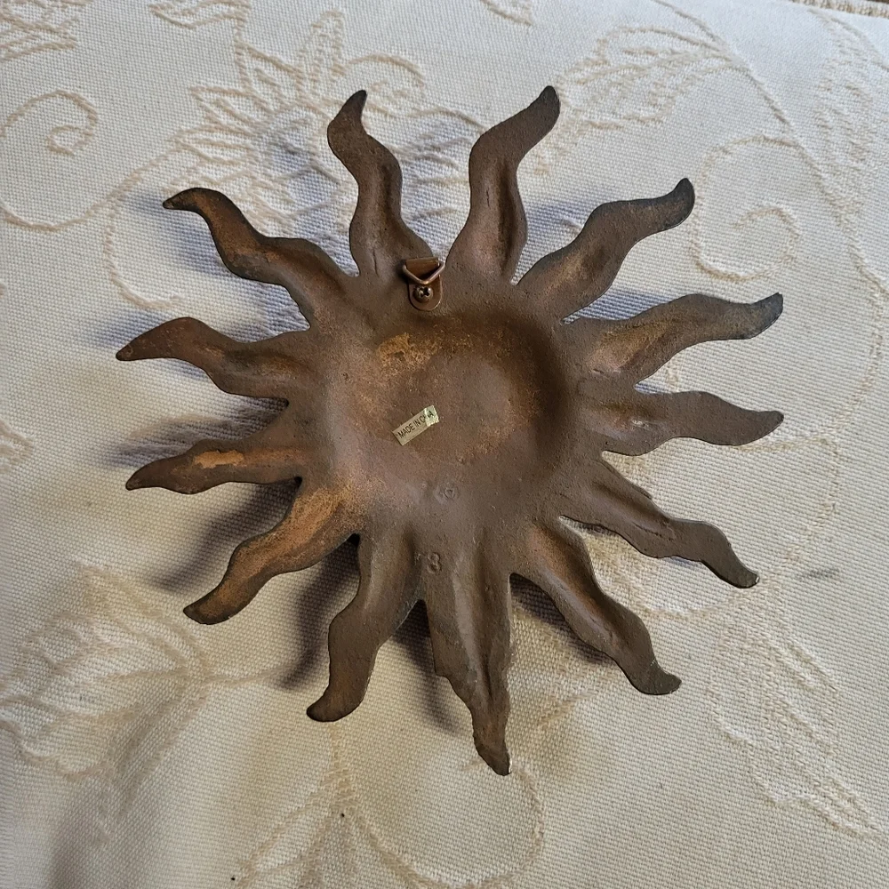 Vintage 90s sun  celestial boho wrought iron candle holder Wall sconce